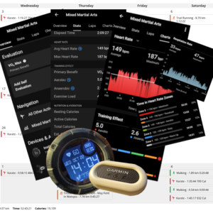 Garmin Instinct 2x & HRM-Pro+ smartwatch and chestband combo enabling overall martial arts fitness tracking.